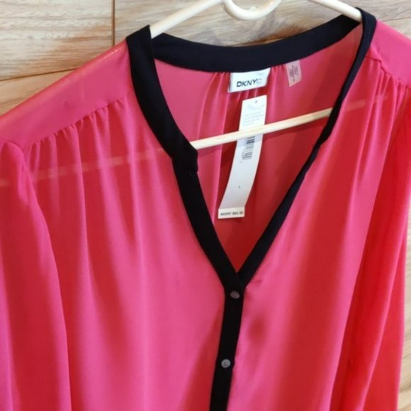 DKNY Sheer Pink Top L - Picture 2 of 3